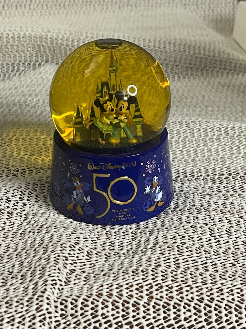 Disney 50th Anniversary Collectible Snow Globe - Blue & Gold